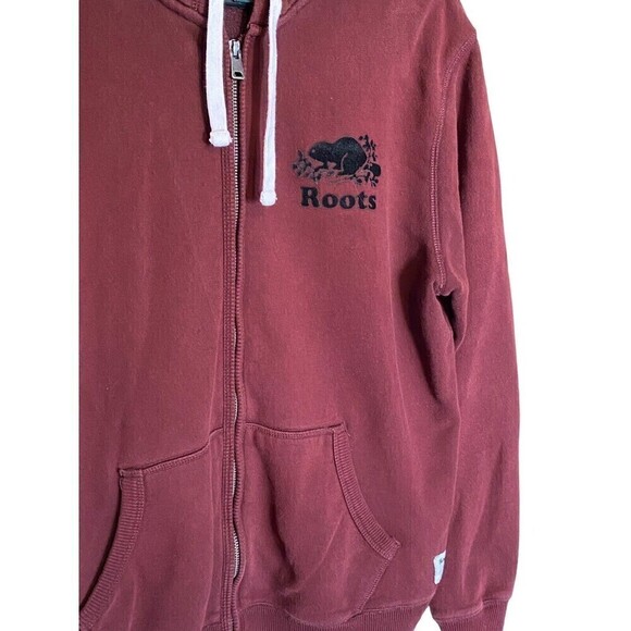 Roots Hoodie Womens Size Small Canada Full Zip Maroon Sweatshirt Front Pocket - Picture 2 of 9